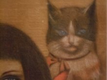 他の写真を見る3: uroko-額入り絵　「少女とネコ」