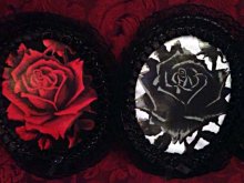 他の写真を見る1: 青紫の髑髏と薔薇のベルト hologram cameo belt "DEADLY ROSES" in lace frame