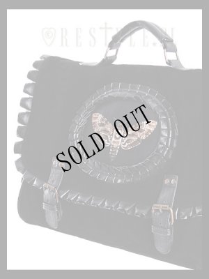 画像3: [再入荷]  "MOTH BLACK" satchel black velvet cameo bag, gothic handbag　髑髏蛾黒