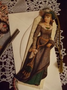 他の写真を見る2: タッセル飾り付1890’ｓ貴婦人ブックマークグリーティングカード