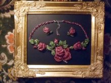 他の写真を見る2: イタリア製フルスワロフスキー大輪の薔薇のジュエリーセット