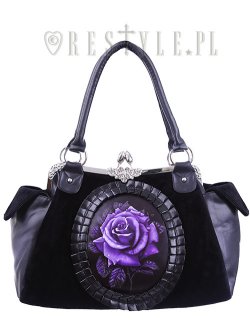 [再入荷]Cameo bag "PURPLE ROSE" Black Velvet, gothic, romantic handbag