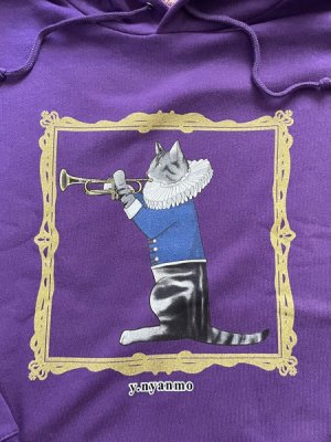 画像2: 楽器を弾く猫　パーカー　パープル　L
