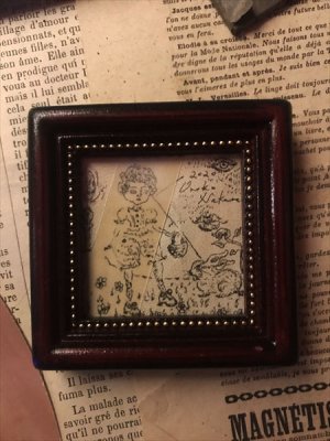 画像1: uroko-額入り絵 「うさぎを見つけた日」　羊皮紙にペン