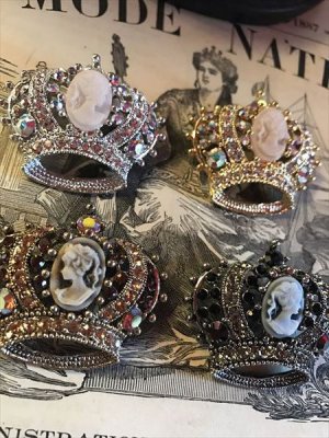 画像6: Cameo&Crown　ラインストーンブローチ