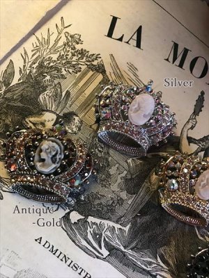 画像8: Cameo&Crown　ラインストーンブローチ