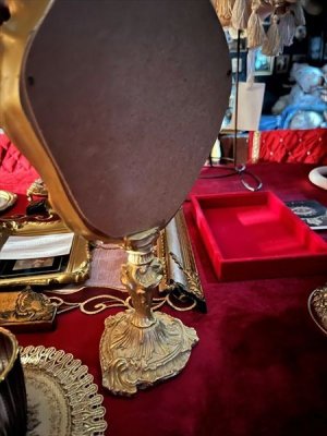 画像4: [再入荷] レリーフ・ヴィクトリアンスタンドミラー・ゴールド