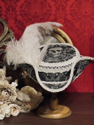 画像7: 大きすぎず程好い大きさでドレスハットの感です。ミニトリコーンハット　Skull white