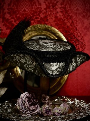 画像2: 大きすぎず程好い大きさでドレスハットの感です。ミニトリコーンハット　Skull Black