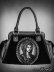 画像1: "SKELETON LADY" hologram handbag, black velvet, gothic purse  (1)