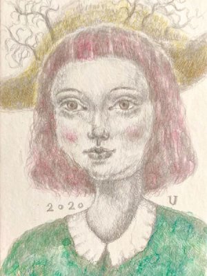 画像3: uroko-額入り絵 「おめかし」　銀筆画