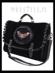 画像2: [再入荷]  "MOTH BLACK" satchel black velvet cameo bag, gothic handbag　髑髏蛾黒 (2)