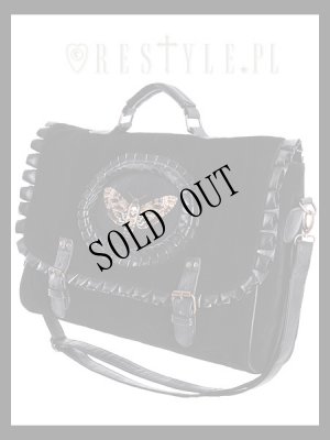 画像2: [再入荷]  "MOTH BLACK" satchel black velvet cameo bag, gothic handbag　髑髏蛾黒 (2)