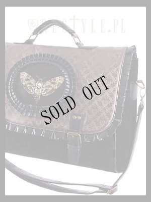画像3: [再入荷]  "MOTH BROWN" satchel black velvet cameo bag, gothic handbag 髑髏蛾茶 (3)