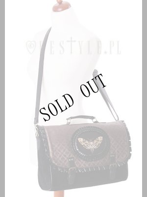 画像7: [再入荷]  "MOTH BROWN" satchel black velvet cameo bag, gothic handbag 髑髏蛾茶 (7)