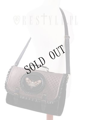 画像5: [再入荷]  "MOTH BROWN" satchel black velvet cameo bag, gothic handbag 髑髏蛾茶 (5)