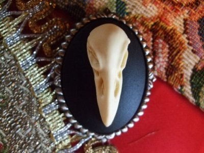 画像1: Cameo brooch and pendant 鳥の頭蓋骨デザインカメオテイストブローチ