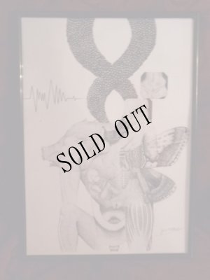 画像2: [再入荷]精神標本-性妄想ホムンクルス　genome氏点描画作品コピーA4額装品 (2)