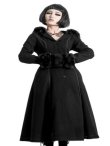 画像1: [再入荷]　ファー付きAラインロングコート Black gothic coat (1)