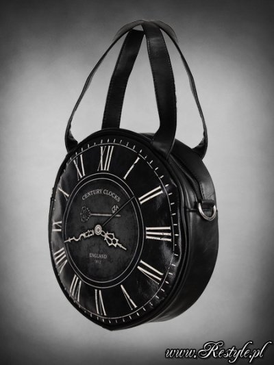 画像3: 時計のモノクロバッグ [S] " BLACK CLOCK - SMALL" round gothic handbag