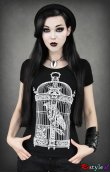 画像2: Raven in victorian cage birdcage women gothic T-shirt (2)
