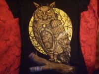 画像2: black t-shirt mechanical owl on the moon background