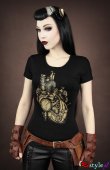 画像4: Black t-shirt mechanical heart steampunk short sleeves (4)