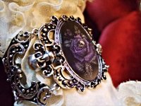 画像1: "DEADLY ROSE" gothic bracelet rose with skull髑髏と青薔薇のブレスレット