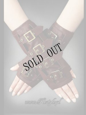 画像1: 【再入荷】 steampunk arm warmers スチームパンクブラウンバックルアームカバー (1)