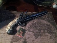 画像1: [スペイン製]中世ヨーロッパ古城銃レプリカフリントロック式ピストルアイボリーショート