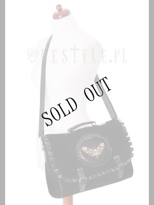 画像6: [再入荷]  "MOTH BLACK" satchel black velvet cameo bag, gothic handbag　髑髏蛾黒 (6)