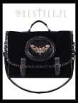 画像1: [再入荷]  "MOTH BLACK" satchel black velvet cameo bag, gothic handbag　髑髏蛾黒 (1)