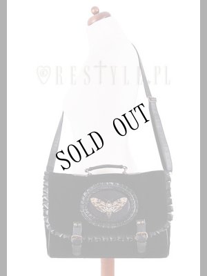 画像5: [再入荷]  "MOTH BLACK" satchel black velvet cameo bag, gothic handbag　髑髏蛾黒 (5)