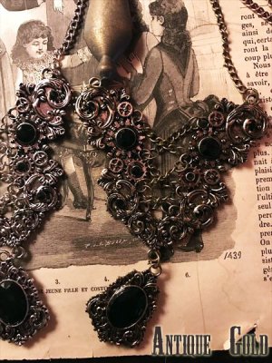 画像3: Steampunk accessory Gear　歯車と編み上げのネックレス (3)