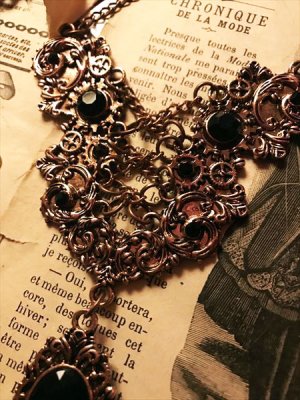 画像2: Steampunk accessory Gear　歯車と編み上げのネックレス (2)