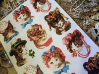 画像1: [再入荷]victorian おめかし猫ダイカットシール