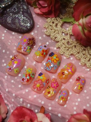 画像1: [art nail]　Retro flower (1)