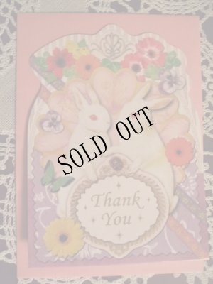 画像1: 【再入荷】メルヘンうさぎのグリーティングカードｐｌ「Thank you」 (1)