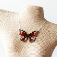 画像2: ButterflEye in Red Necklace　赤い目柄蝶々のネックレス