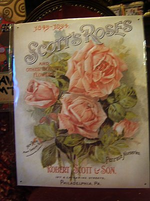 画像1: アメリカ直輸入ブリキ看板「Scott's Roses」 (1)