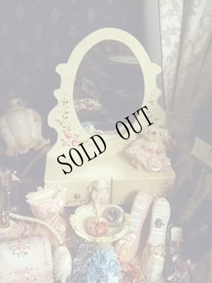 画像2: 店頭展示モデル 薔薇ペイント木製卓上ドレッサー (2)