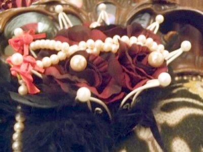 画像1: 薔薇の王冠ドレスハット　赤×黒
