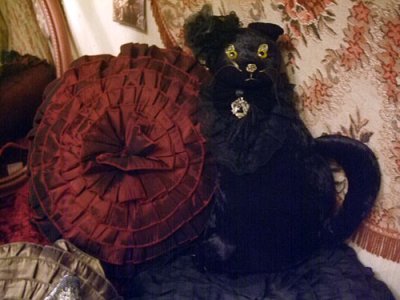 画像1: Black Velour Cat Doll Gorgeous cushion