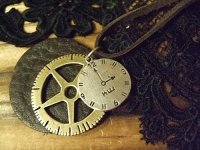 画像1: LeatherNecklace "Clock"