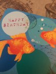 画像3: フランス製独特な可愛らしさアンティークコラージュポストカード　金魚「Happy birthday」 (3)
