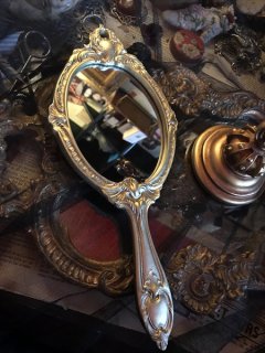 [再入荷]シャンパンゴールド　ヴィクトリアンデザイン　手鏡