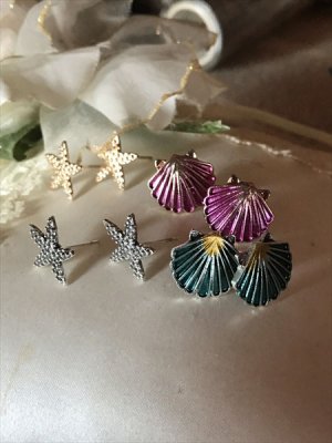 画像3: SEA JEWELRY　貝とヒトデ海のピアス4ペア8pcセット (3)