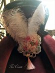 画像19: パールと薔薇にモーブピンクの羽のブライダルヘッドドレス (19)