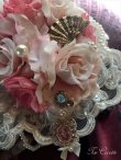 画像6: パールと薔薇にモーブピンクの羽のブライダルヘッドドレス (6)