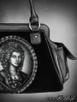 画像2: "SKELETON LADY" hologram handbag, black velvet, gothic purse  (2)